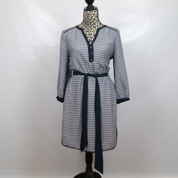 Banana Republic Dress Sz 8 Blue White - Picture 2 of 13